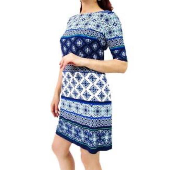 NEW Eliza J Geometrical Print Sheath Dress Size 0 - Picture 1 of 8